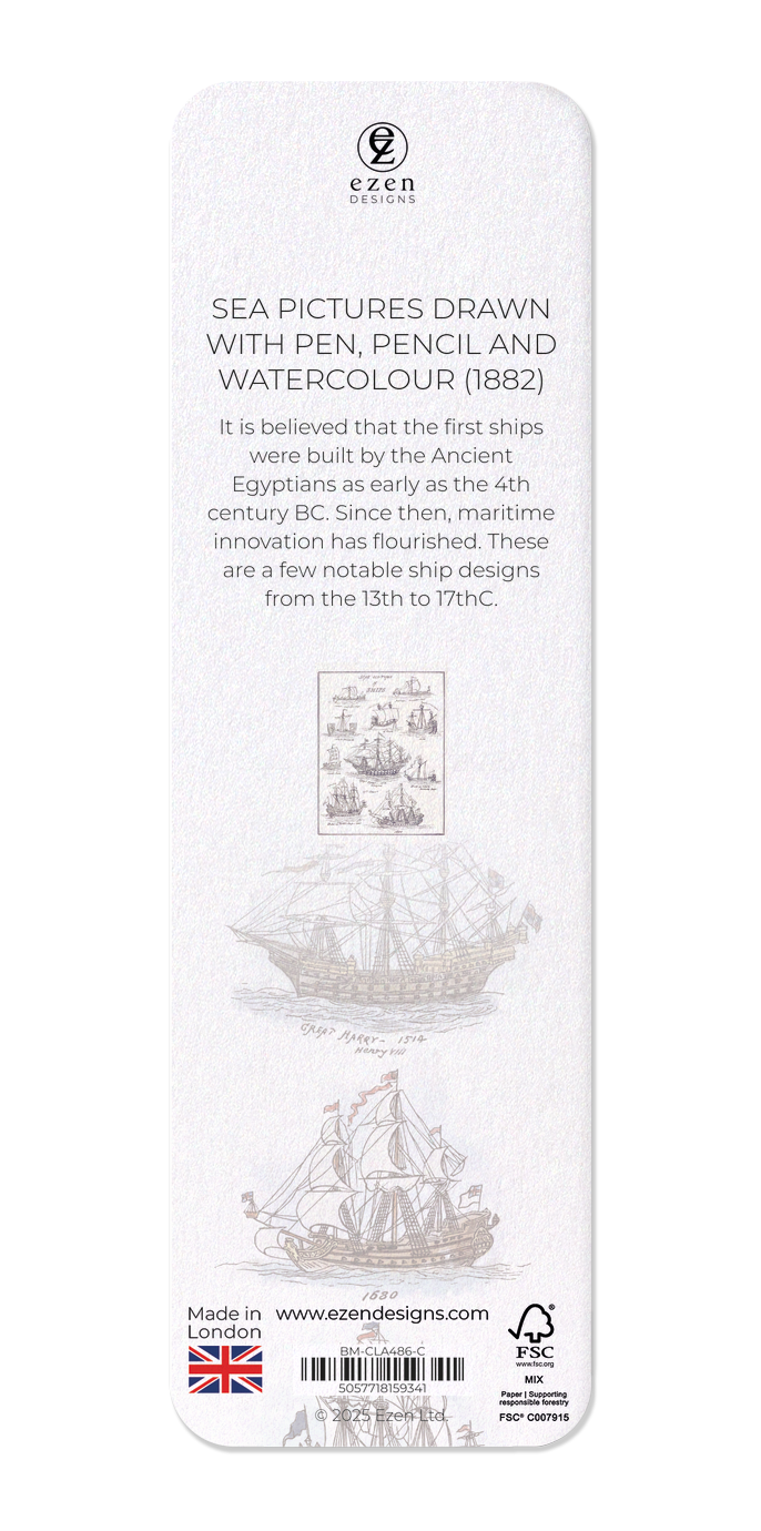 Ezen Designs - Sea Pictures Drawn with Pen, Pencil and Watercolour (1882) - Bookmark - Back