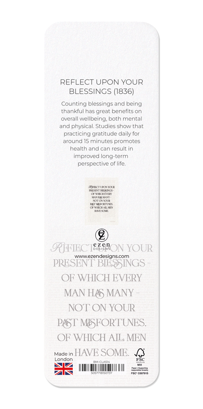 Ezen Designs - Reflect Upon Your Blessings (1836) - Bookmark - Back