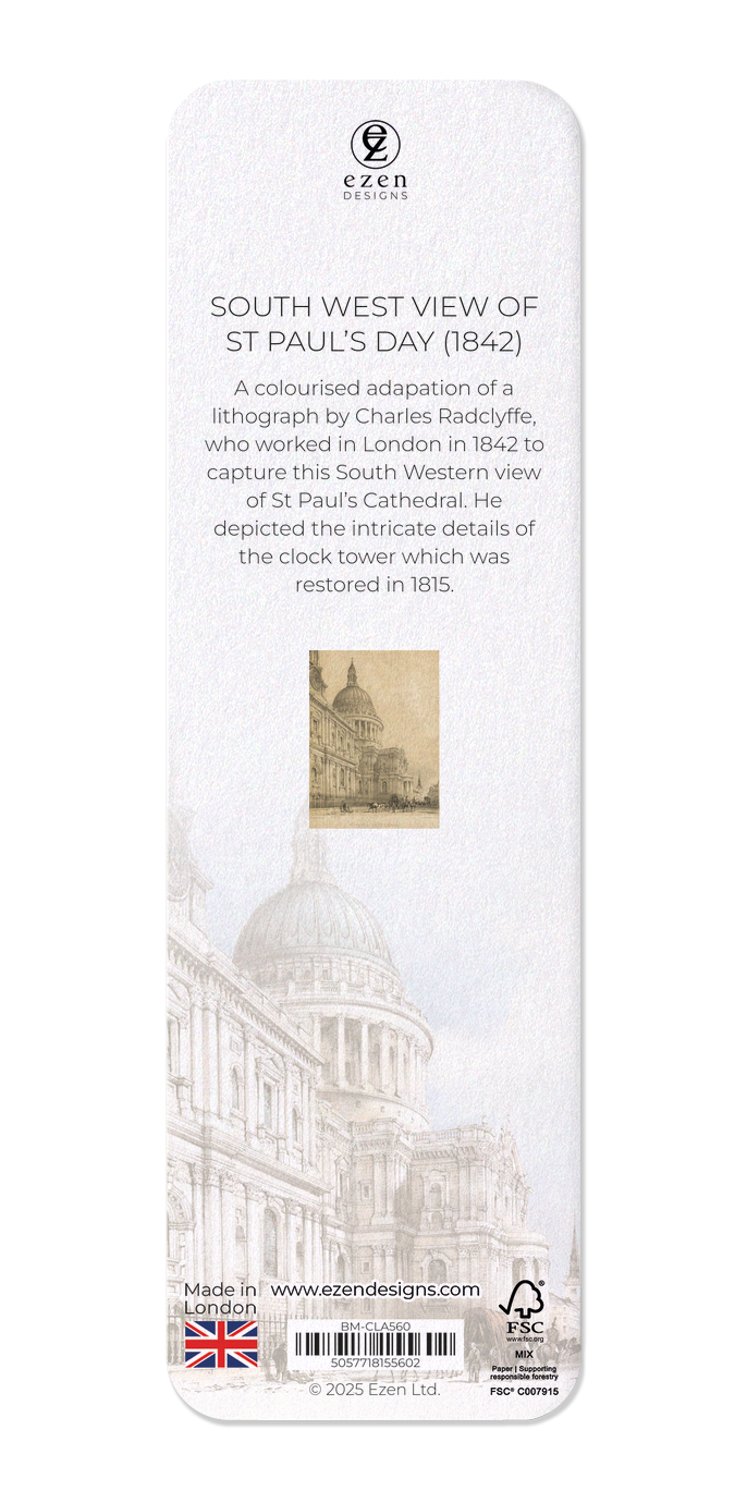 Ezen Designs - South West View of St Paul’s Day (1842) - Bookmark - Back