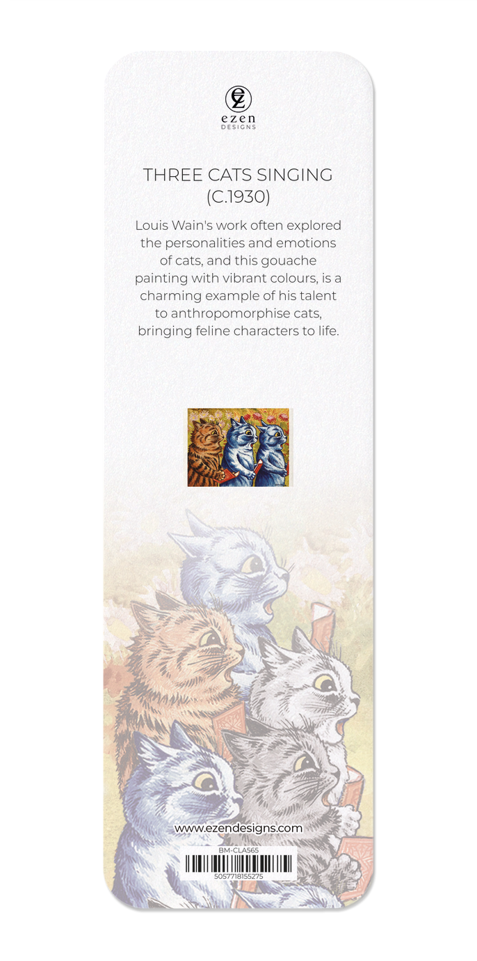 Ezen Designs - Three Cats Singing (C.1930) - Bookmark - Back