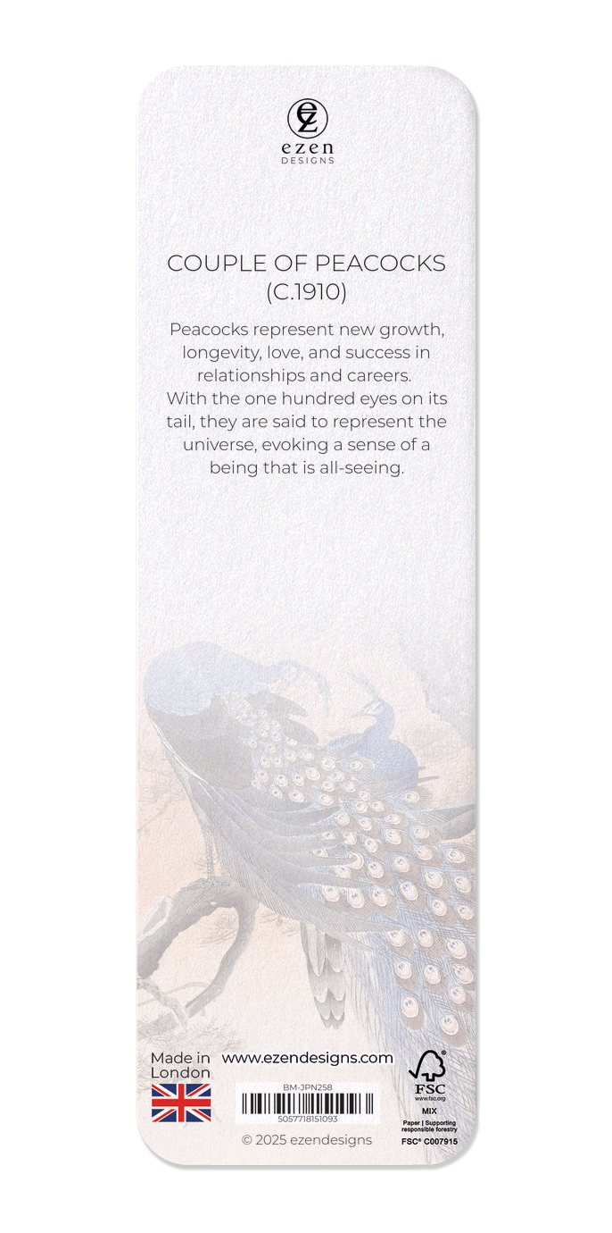 Ezen Designs - Couple of peacocks (C.1910) - Bookmark - Back