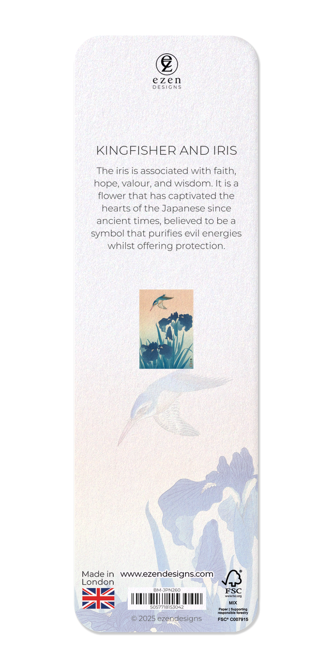 Ezen Designs - Kingfisher and iris - Bookmark - Back