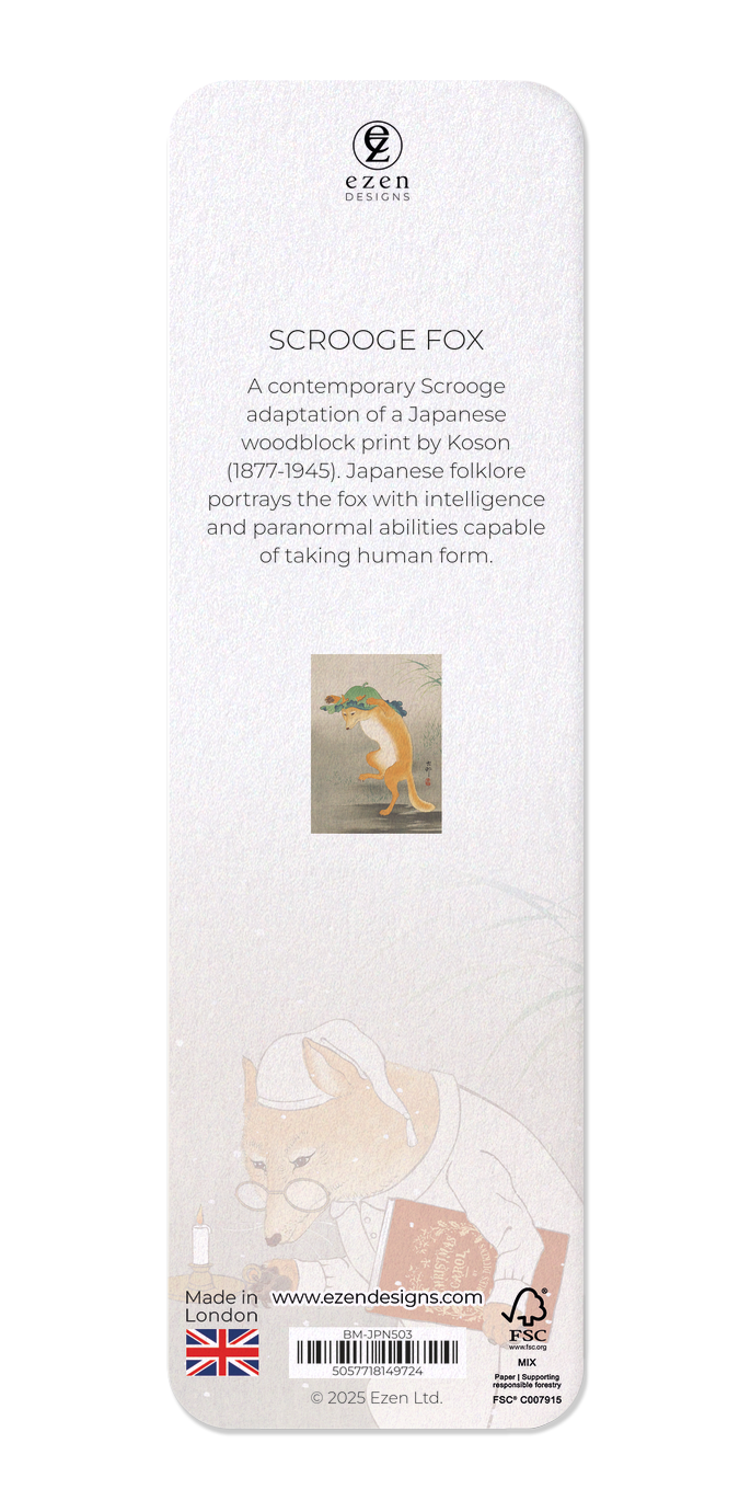 Ezen Designs - Scrooge Fox - Bookmark - Back