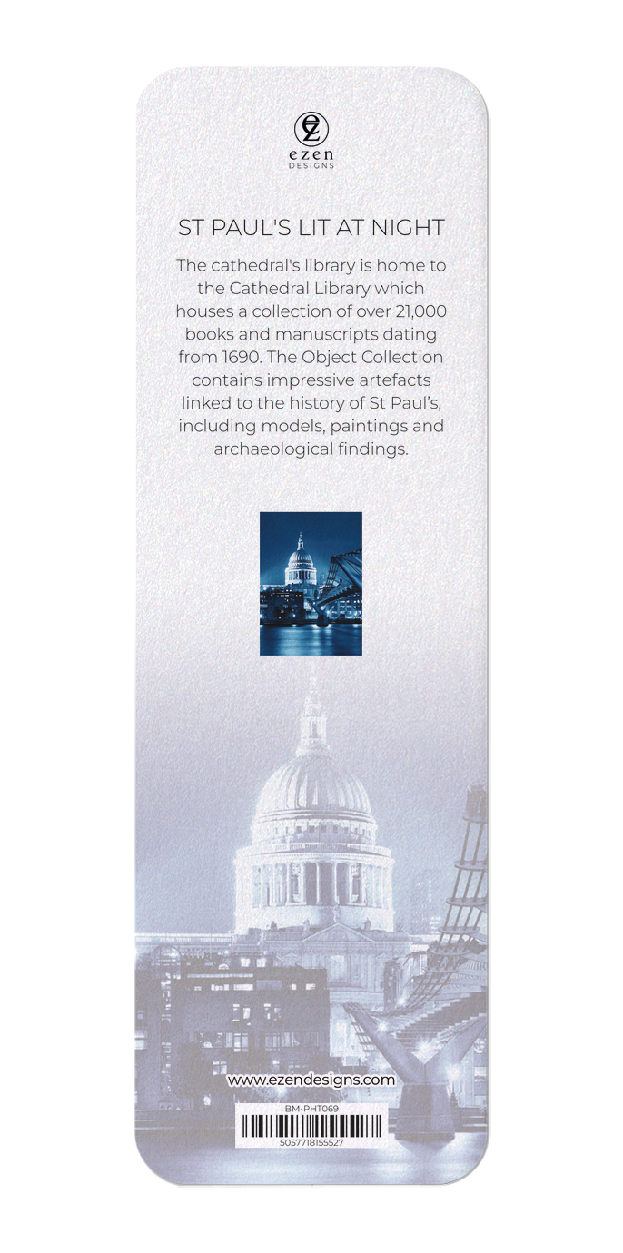 Ezen Designs - St Paul's lit at night - Bookmark - Back