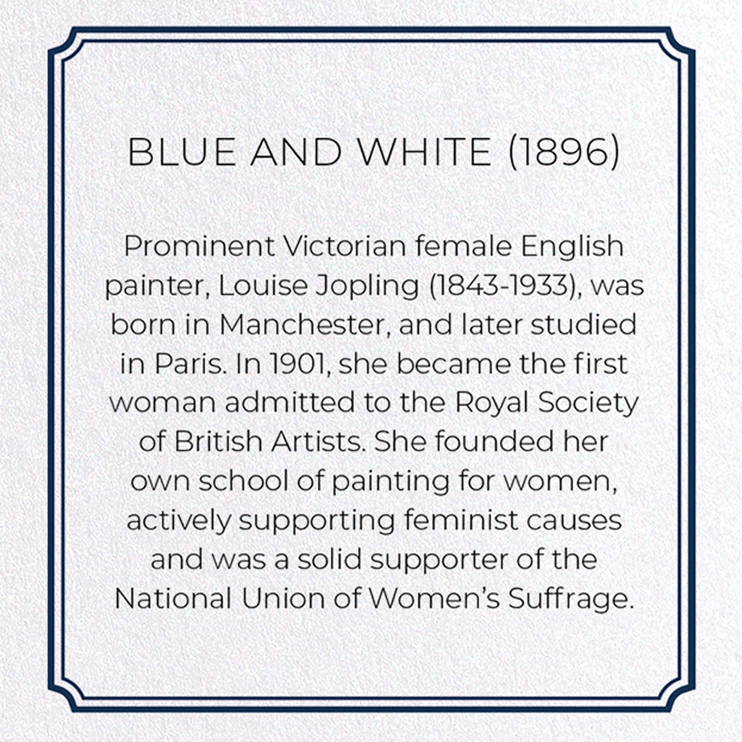 BLUE AND WHITE (1896): Painting Greeting Card