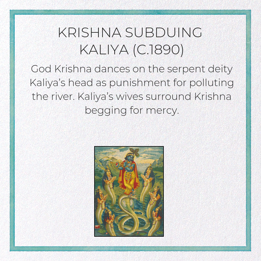 KRISHNA SUBDUING KALIYA (C.1890): Painting Greeting Card