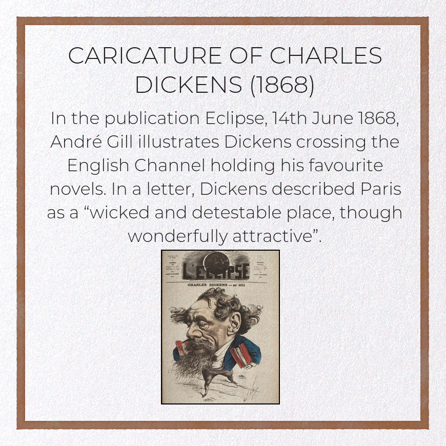 CARICATURE OF CHARLES DICKENS (1868): Painting Greeting Card