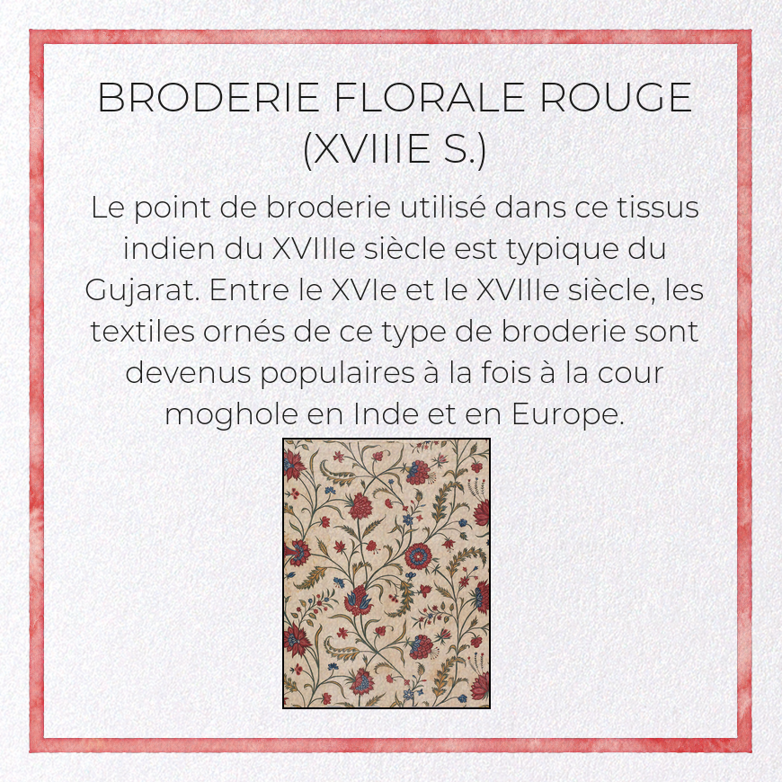 BRODERIE FLORALE ROUGE (XVIIIE S.): Pattern Greeting Card