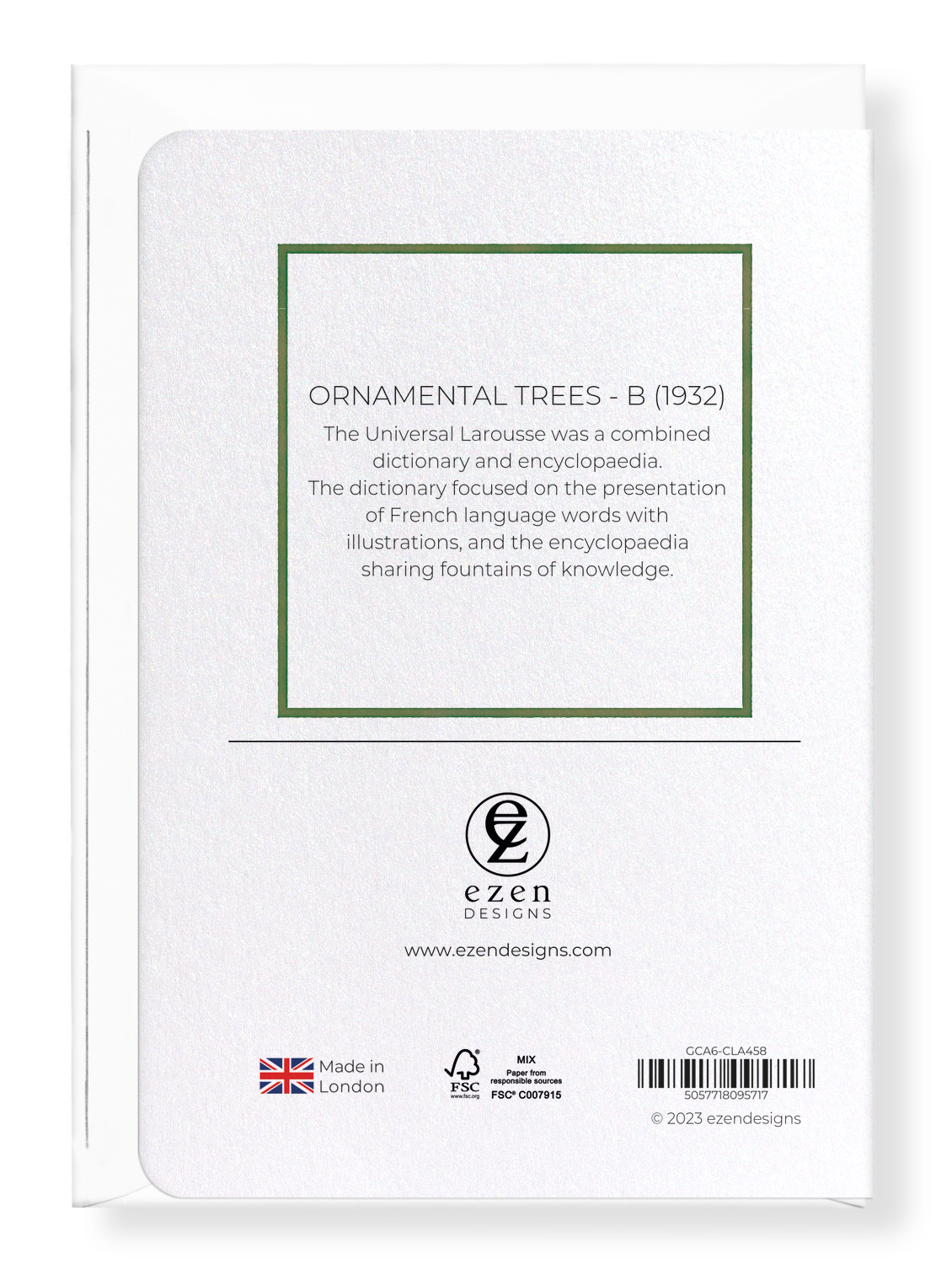 Ezen Designs - Ornamental Trees - B (1932) - Greeting Card - Back