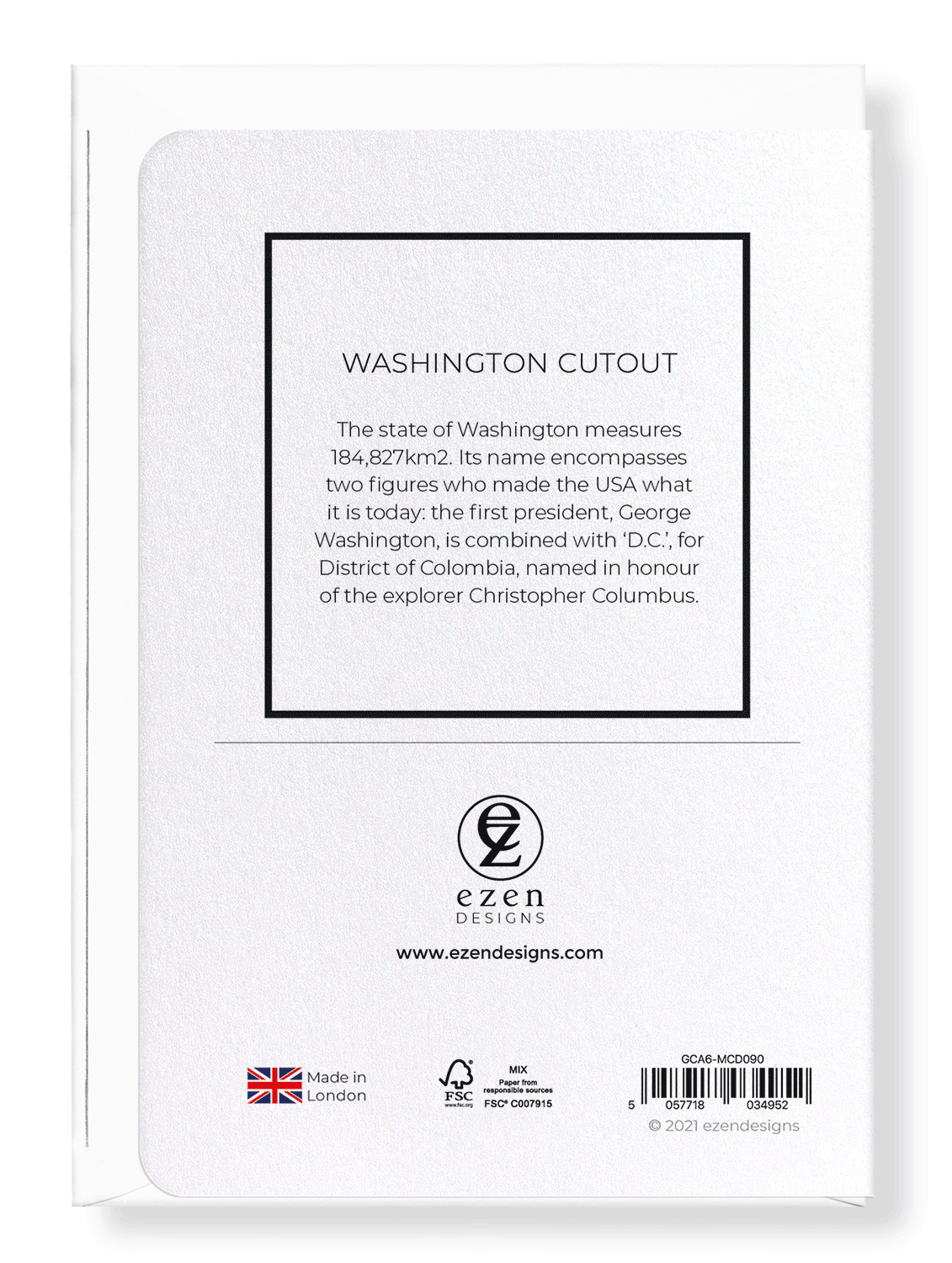 WASHINGTON CUTOUT: Map Cutout Greeting Card