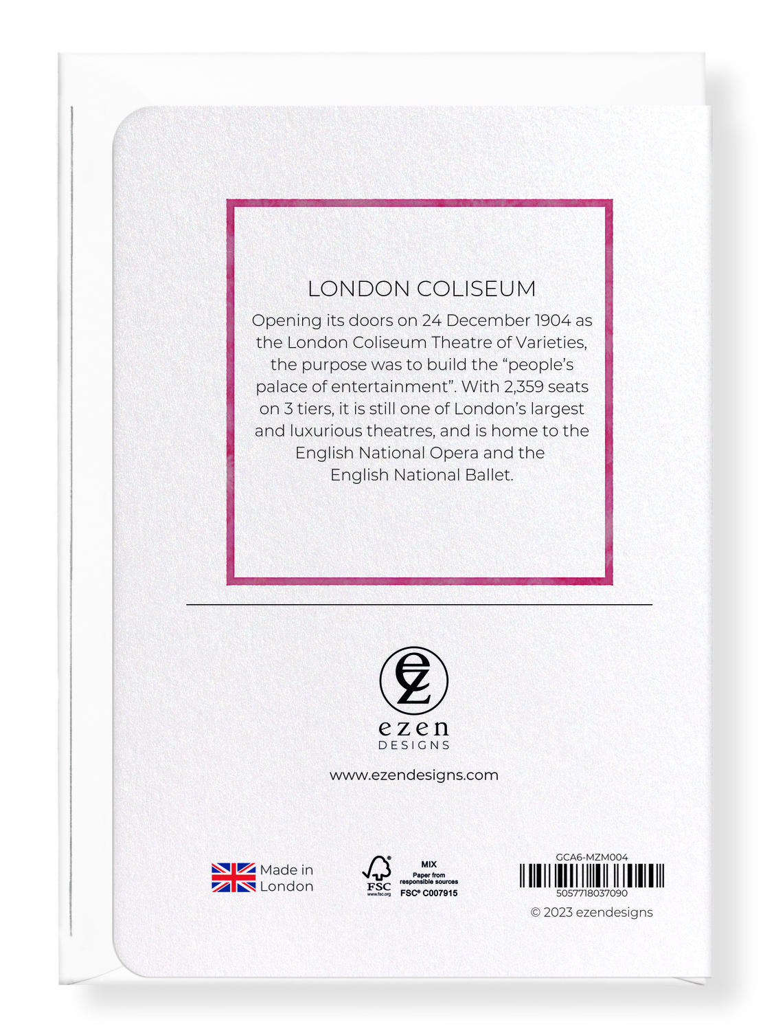 Ezen Designs - London Coliseum - Greeting Card - Back