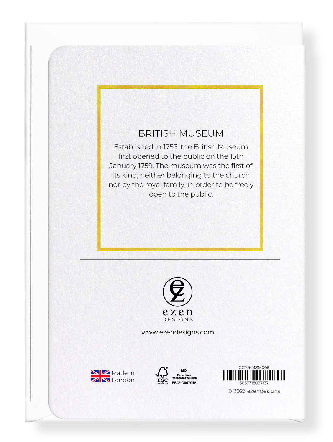 Ezen Designs - British Museum - Greeting Card - Back