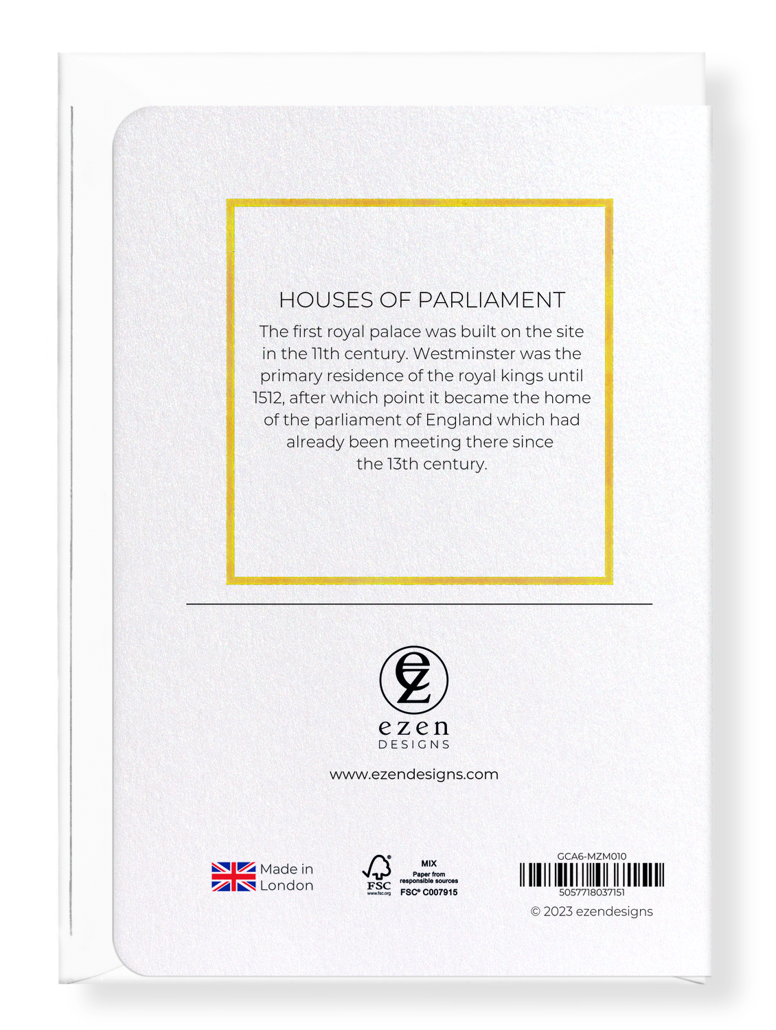 Ezen Designs - Houses of Parliament - Greeting Card - Back