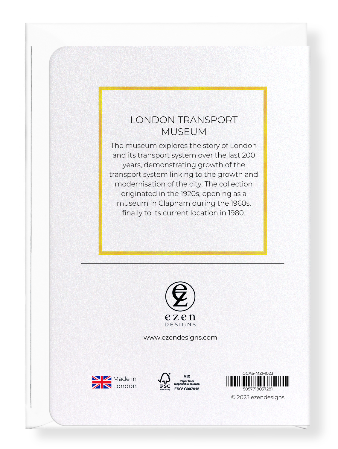 Ezen Designs - London Transport Museum - Greeting Card - Back