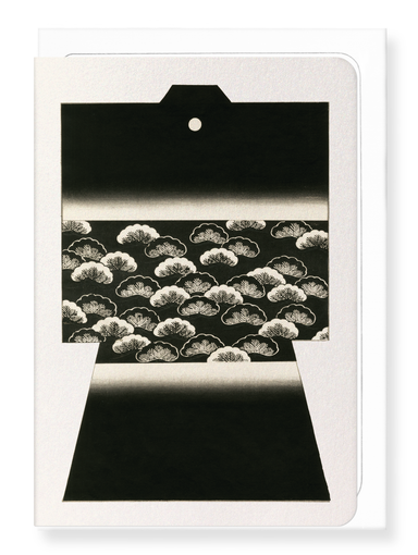 Ezen Designs - Kimono of Pine Trees on Black (1899) - Greeting Card - Front