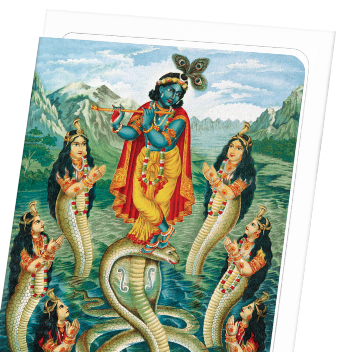 KRISHNA SUBDUING KALIYA (C.1890): Painting Greeting Card