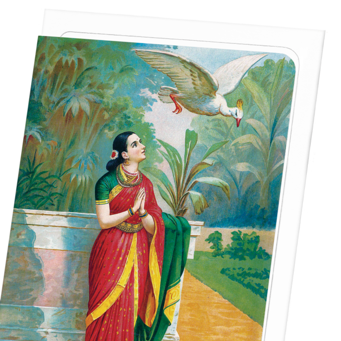 DAMAYANTI AND SWAN (1890): Painting Greeting Card