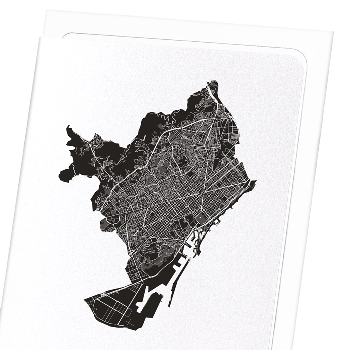 BARCELONE CUTOUT: Map Cutout Greeting Card