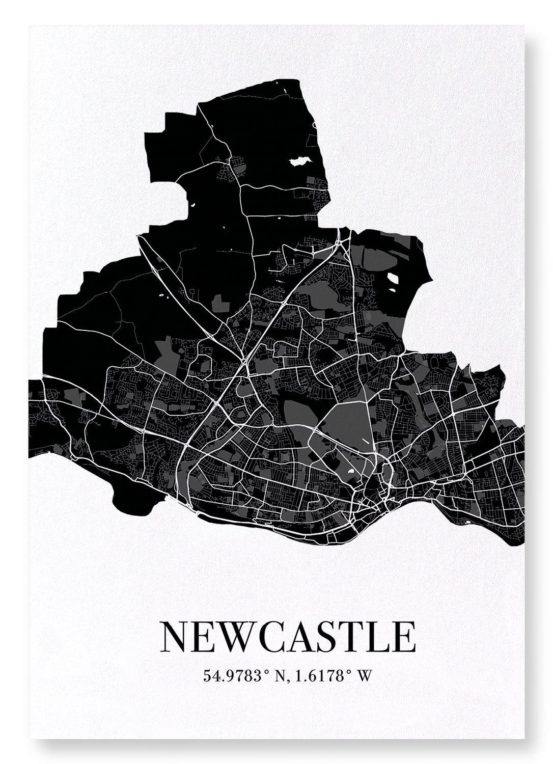 NEWCASTLE CUTOUT: Map Cutout Art Print