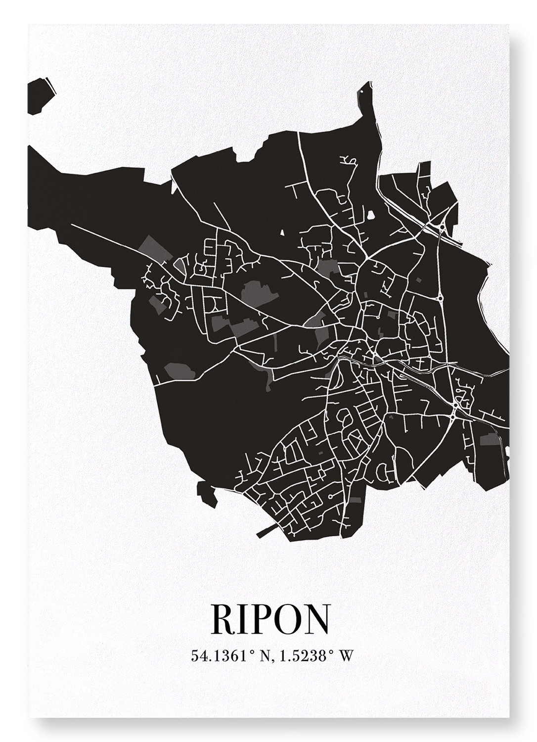 RIPON CUTOUT: Map Cutout Art Print