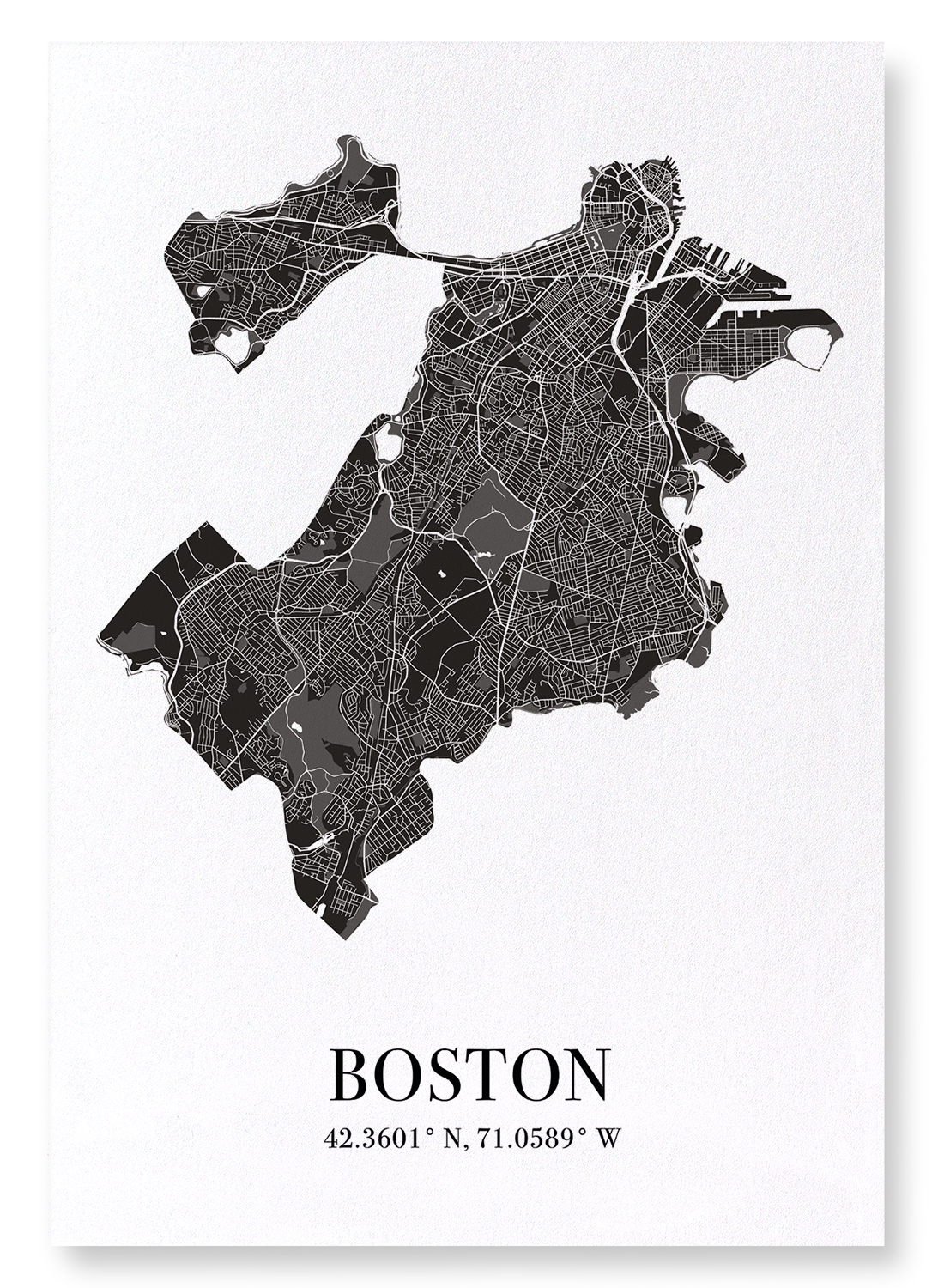 BOSTON CUTOUT: Map Cutout Art Print