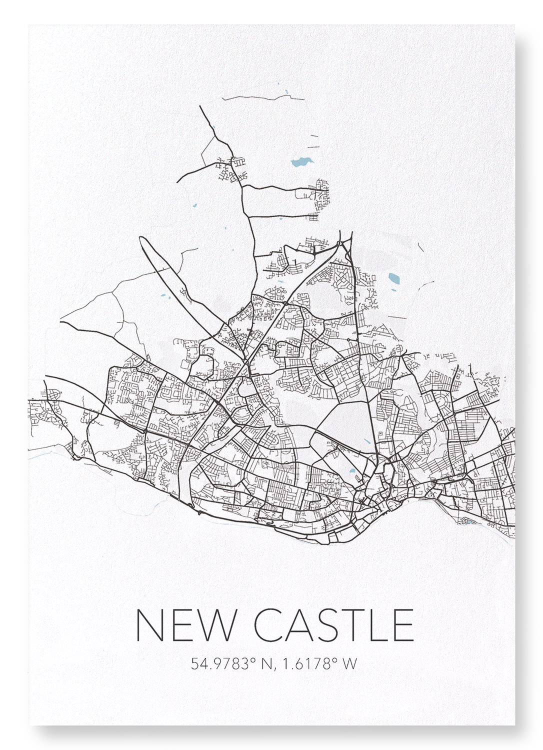 NEWCASTLE CUTOUT: Map Cutout Art Print