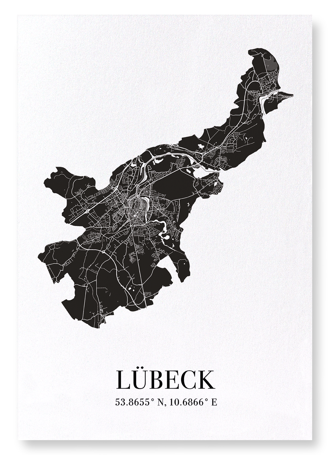 LÜBECK CUTOUT: Map Cutout Art Print