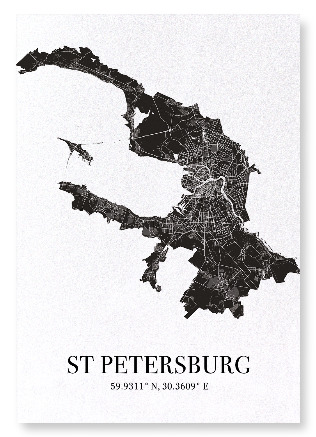 ST PETERSBURG CUTOUT: Map Cutout Art Print