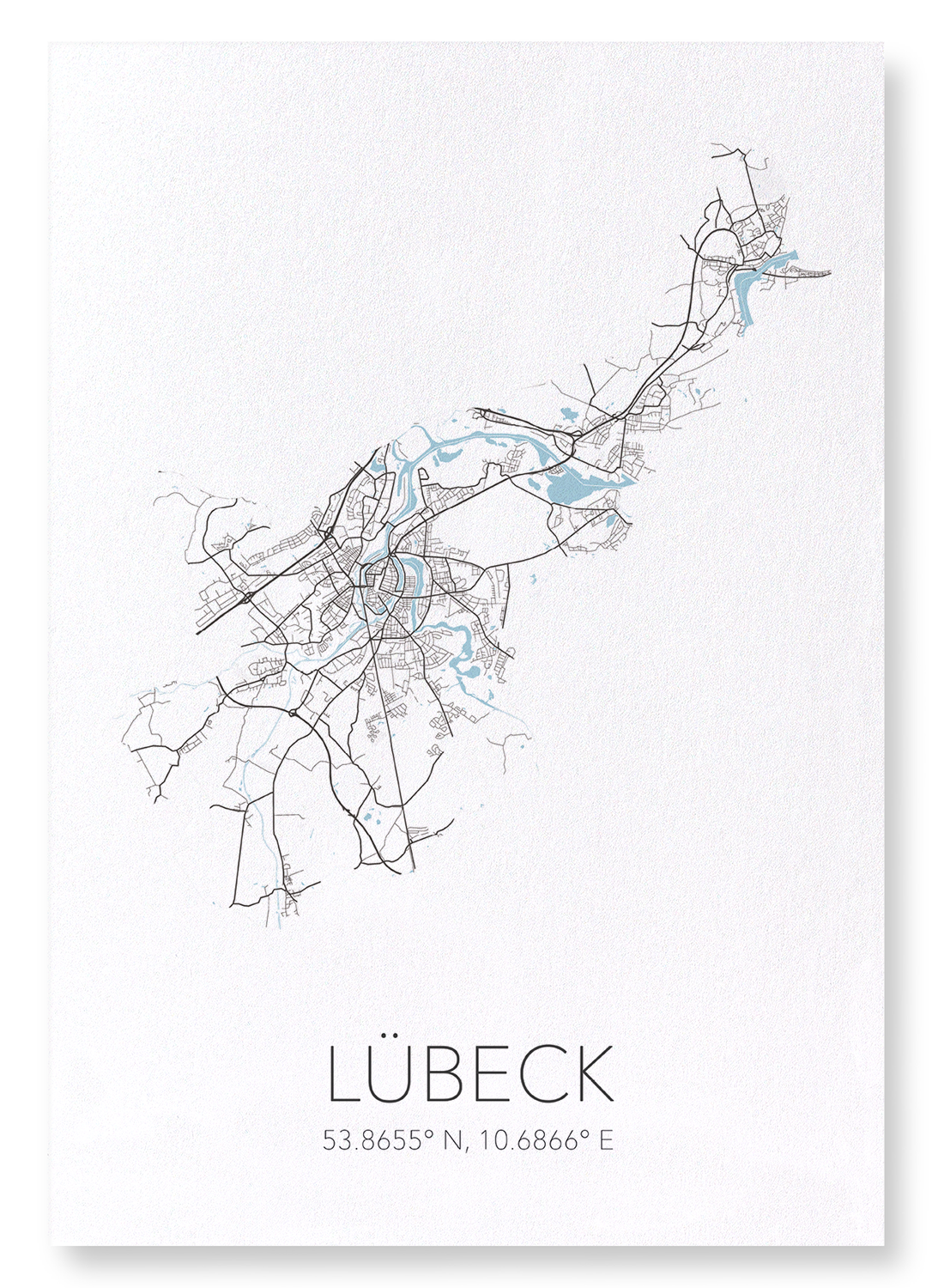 LÜBECK CUTOUT: Map Cutout Art Print