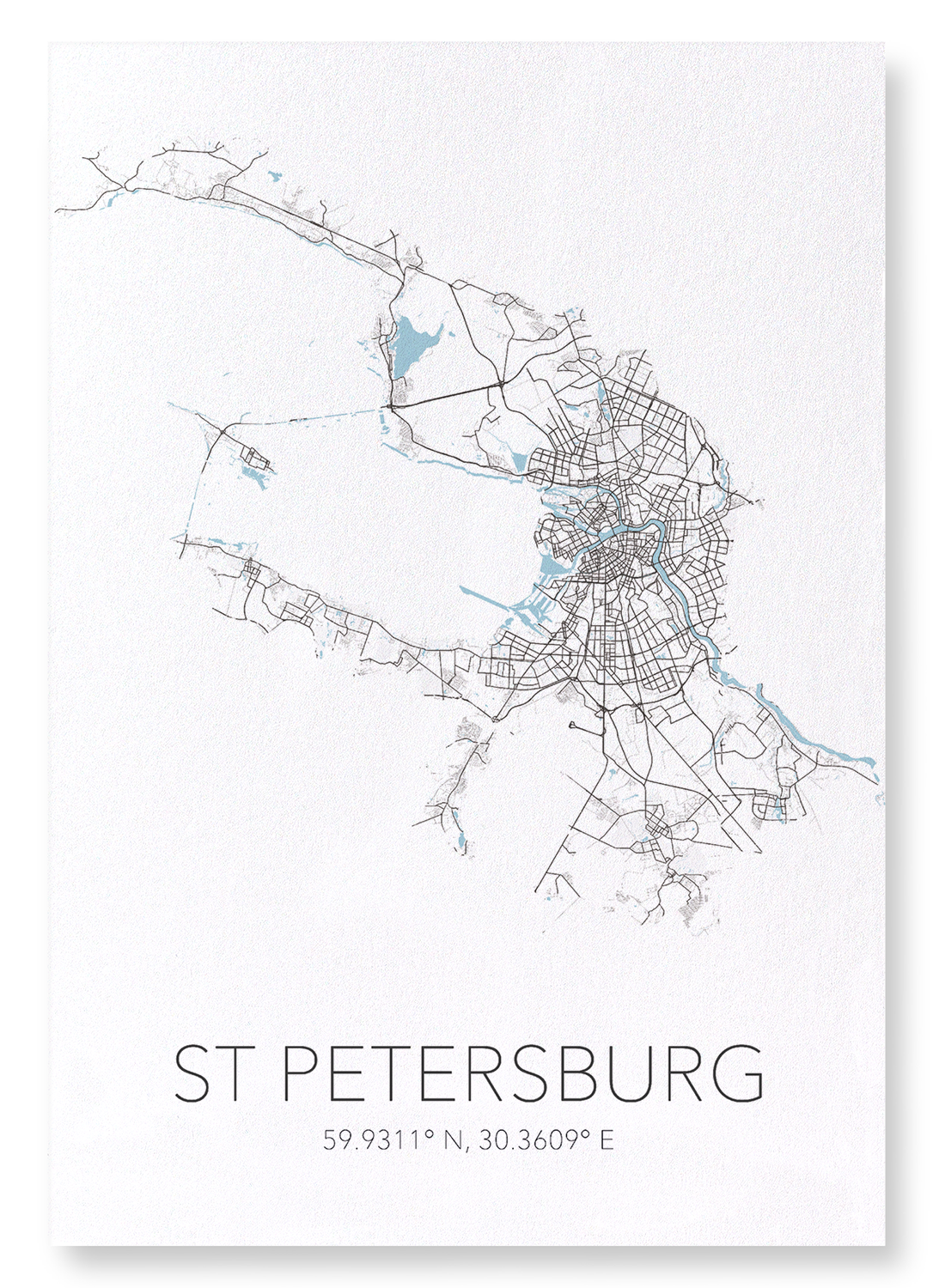 ST PETERSBURG CUTOUT: Map Cutout Art Print