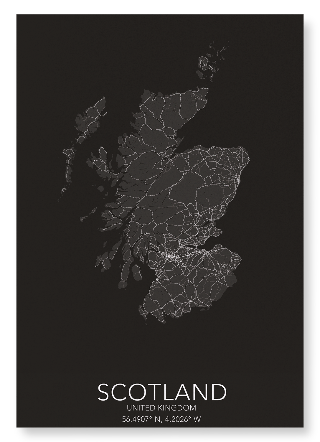 SCOTLAND FULL MAP: Map Full Art Print