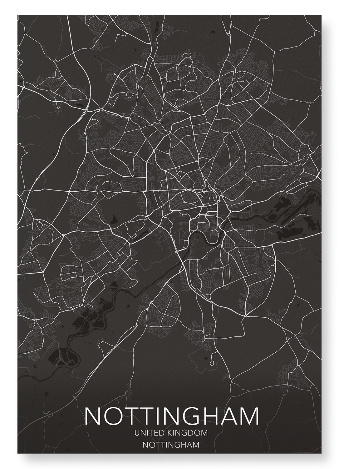 NOTTINGHAM FULL MAP: Map Full Art Print