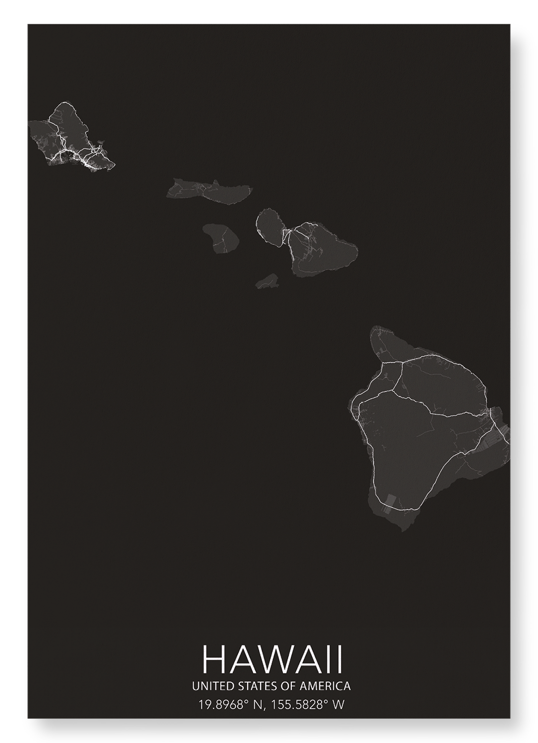 HAWAII FULL MAP: Map Full Art Print