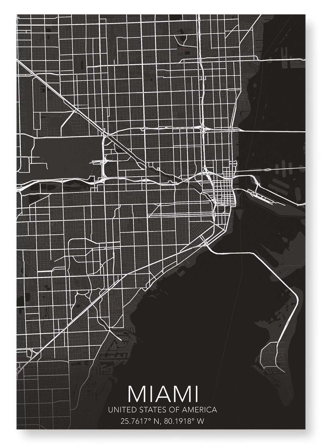 MIAMI FULL MAP: Map Full Art Print