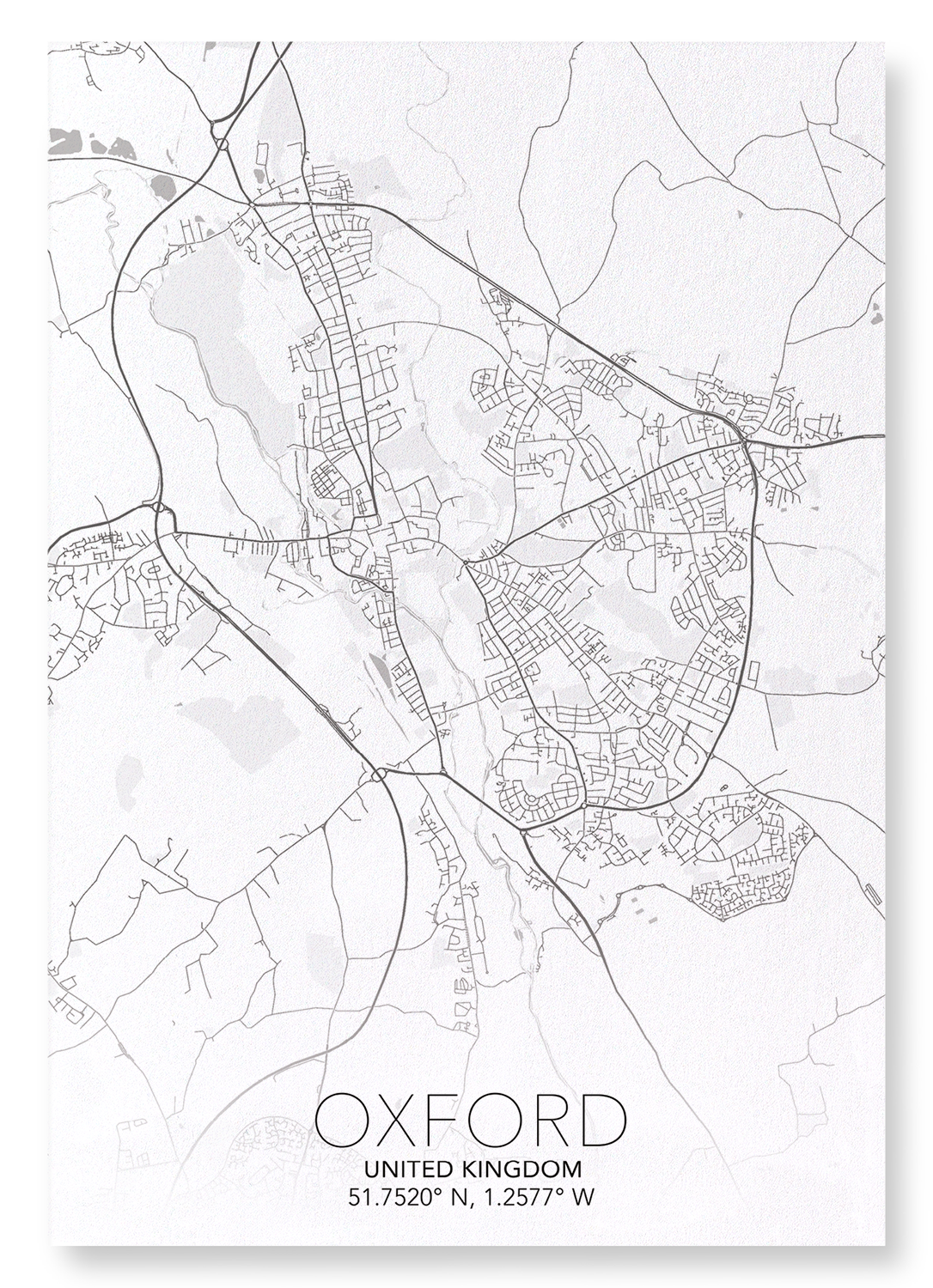 OXFORD FULL MAP: Map Full Art Print