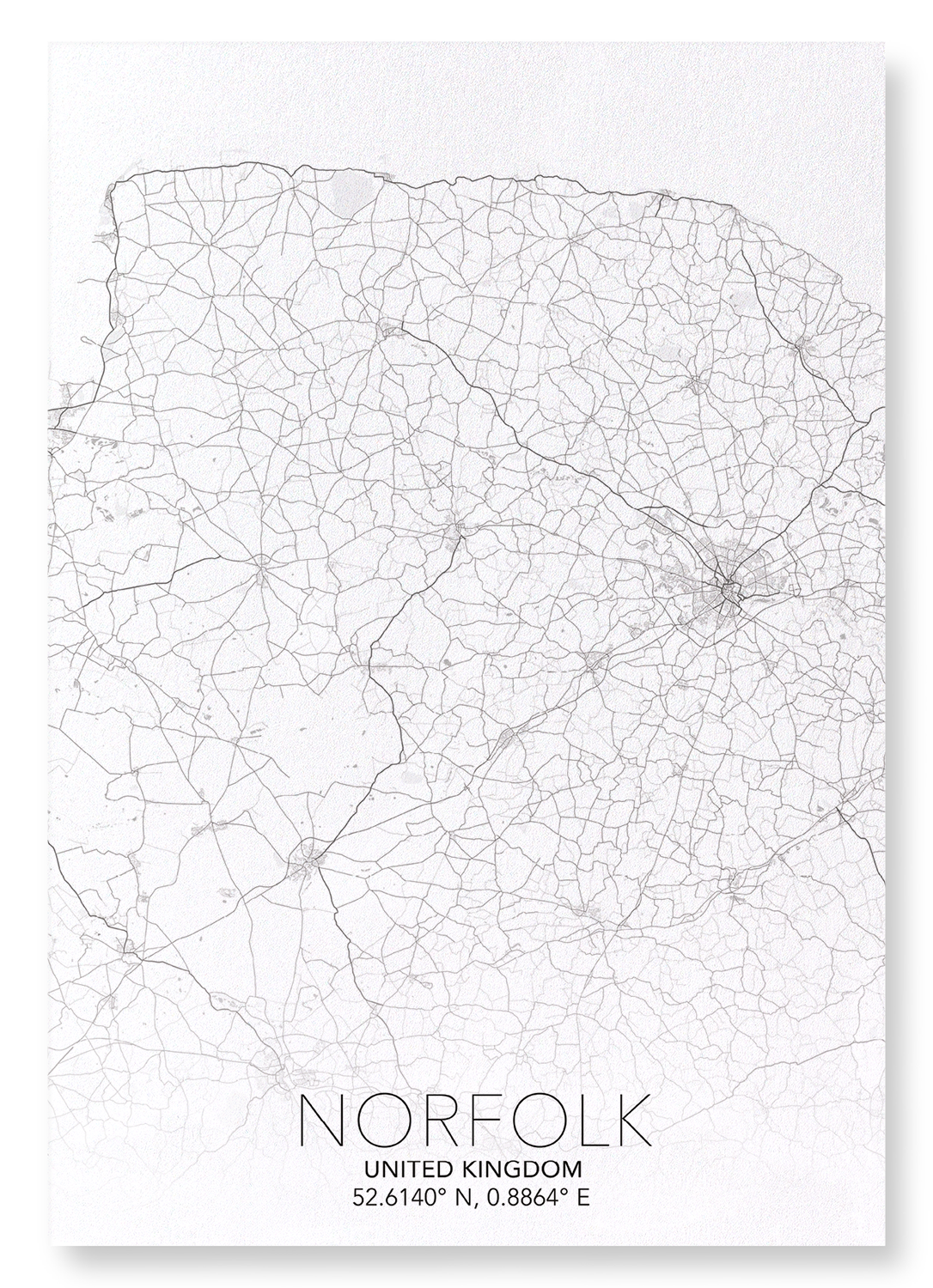 NORFOLK FULL MAP: Map Full Art Print