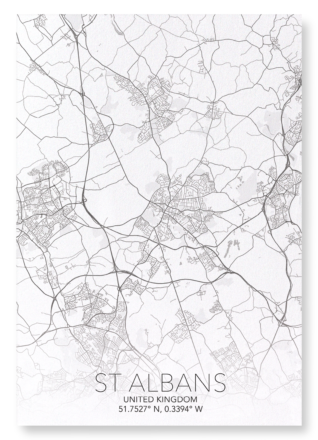 ST. ALBANS FULL MAP: Map Full Art Print