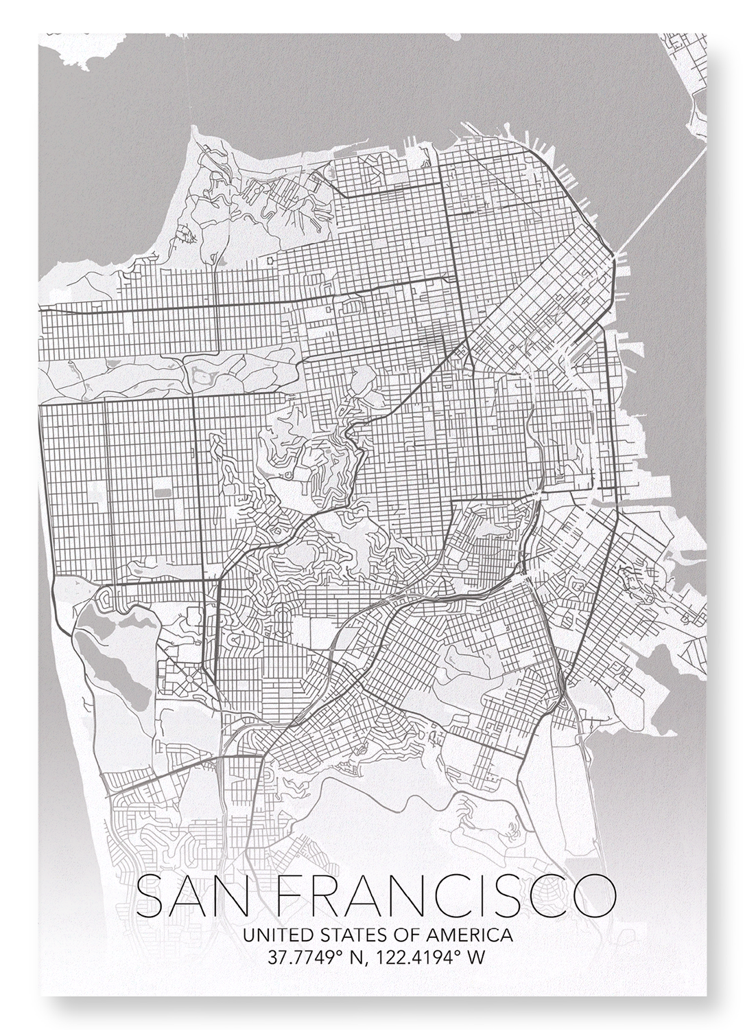 SAN FRANCISCO FULL MAP: Map Full Art Print