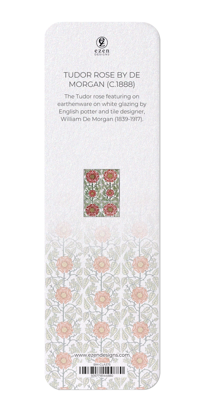 Ezen Designs - Tudor Rose by de Morgan (c.1888) - Bookmark - Back