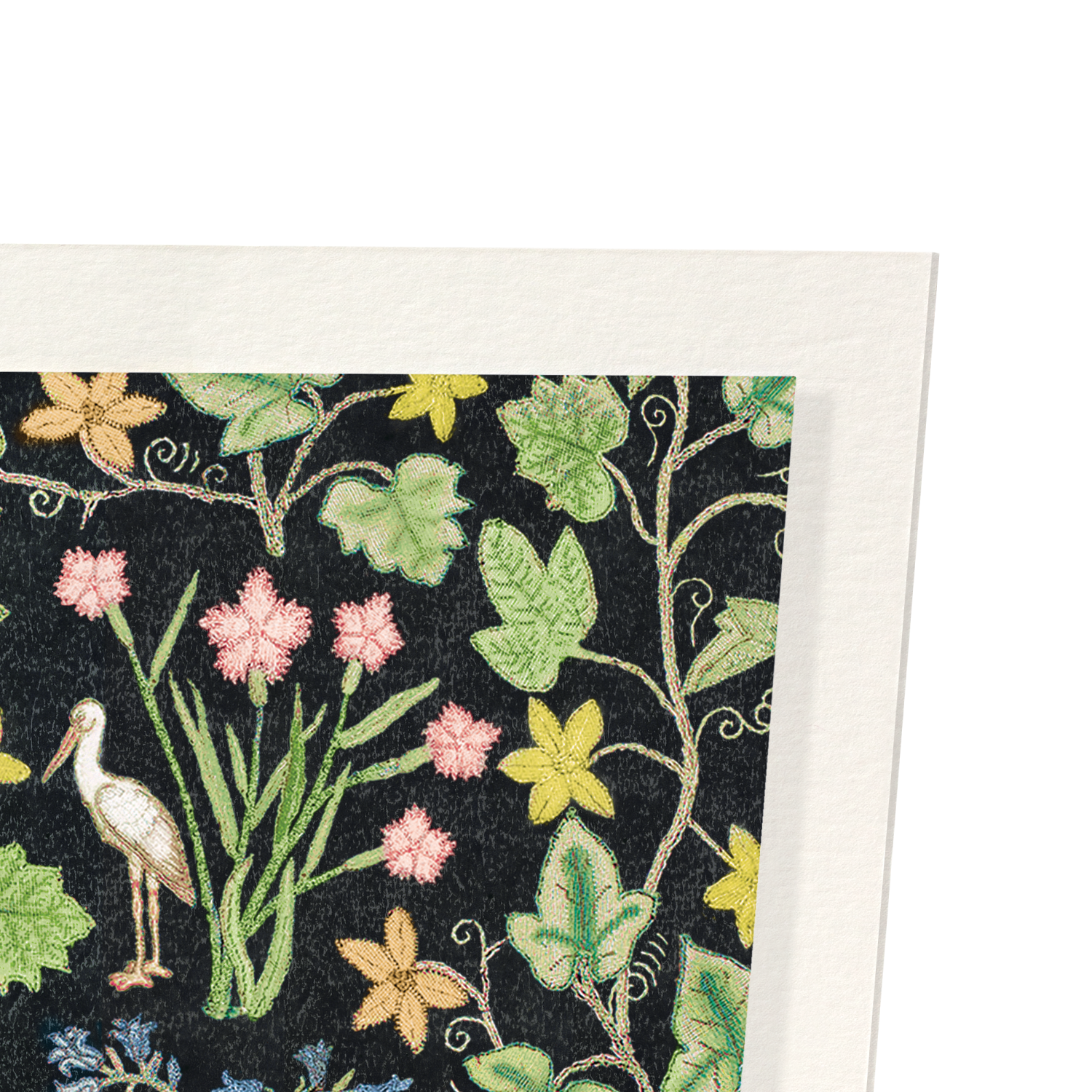 IVY AND FLOWERS ON BLACK (16TH C.): Pattern Art Print